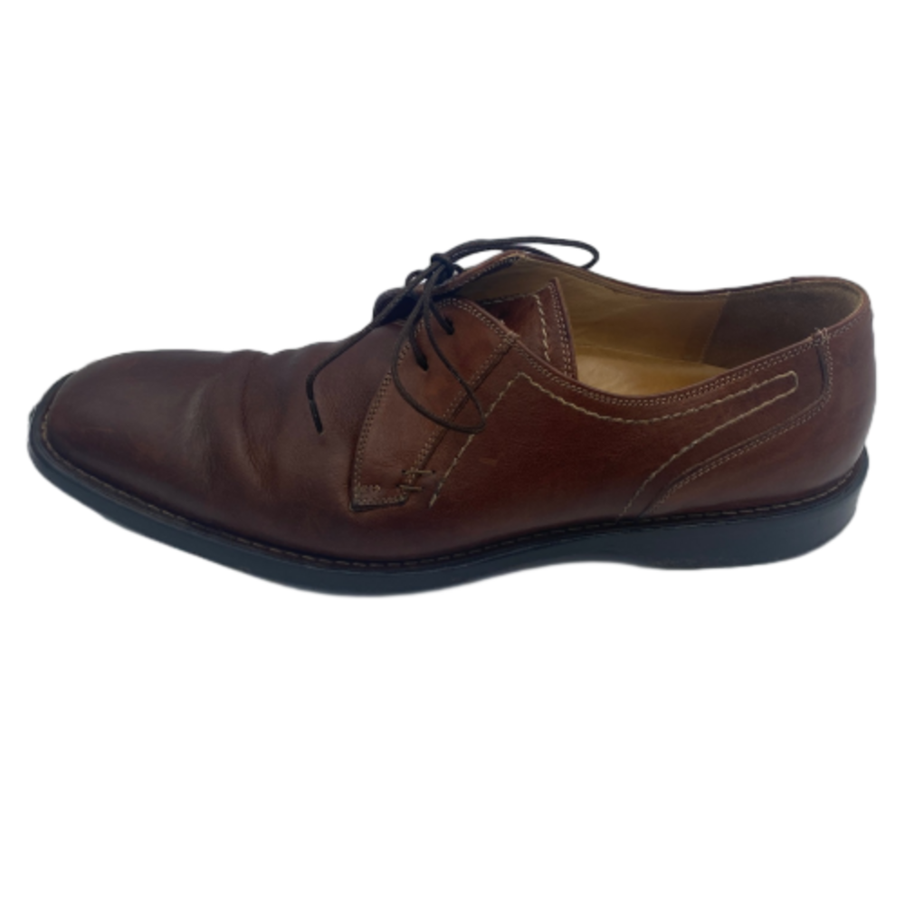 Cole Haan Men's US 9M Dress Shoes Dark Brown Leather Round Toe Lace Up Derby